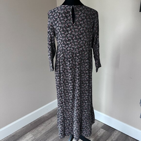 Ann Taylor LOFT Women's Long Sleeve Floral Midi Dress - Size S - Black Floral - Picture 5 of 9